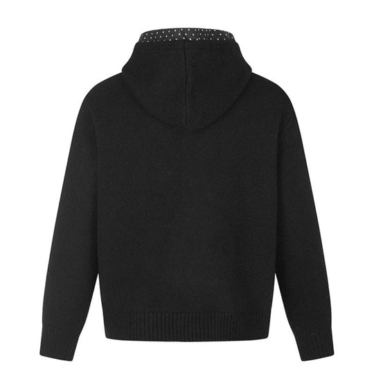 Damen Zip-Kapuzen-Strickjacke mit gepunkteter Kapuzenfütterung und Sternchen-Stickerei Nord Taschen