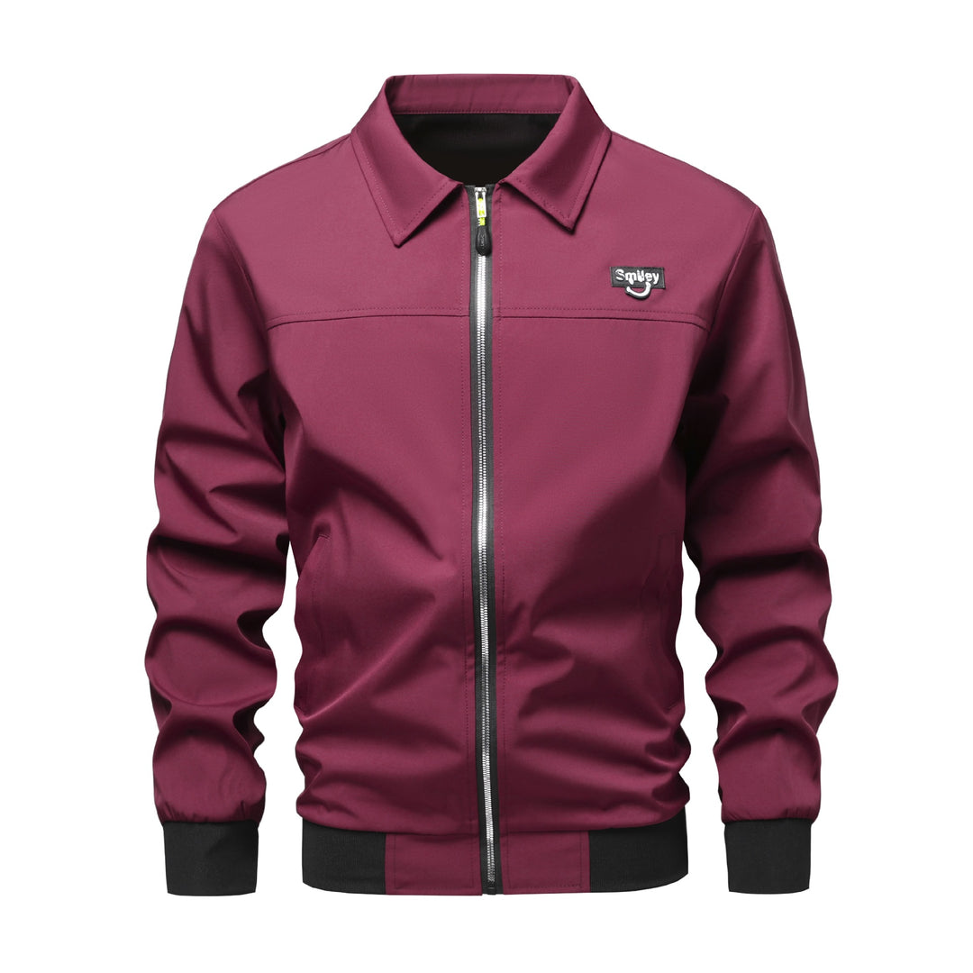 Herren Collar-Zip-Blouson aus Softshell mit gerippten Bündchen & Smiley-Patch Nord Taschen