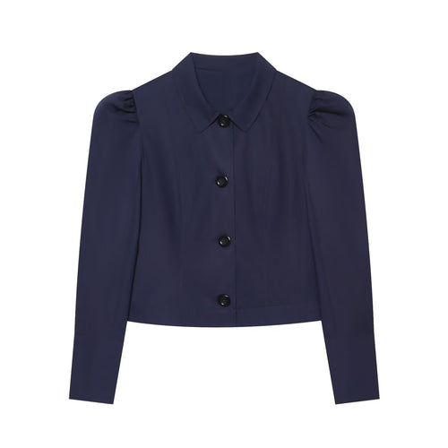 Damen Kurzblazer im Blouson‑Stil mit gerafften Schulterpartien und Knopfleiste Nord Taschen