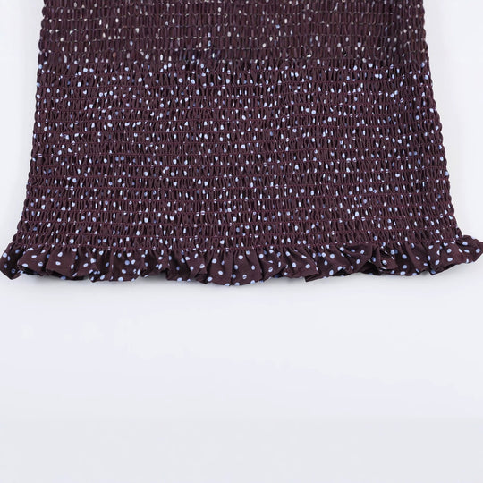 Damen Gepunktete Carmen-Bluse mit Smok-Taille und voluminösen Ballonärmeln Nord Taschen