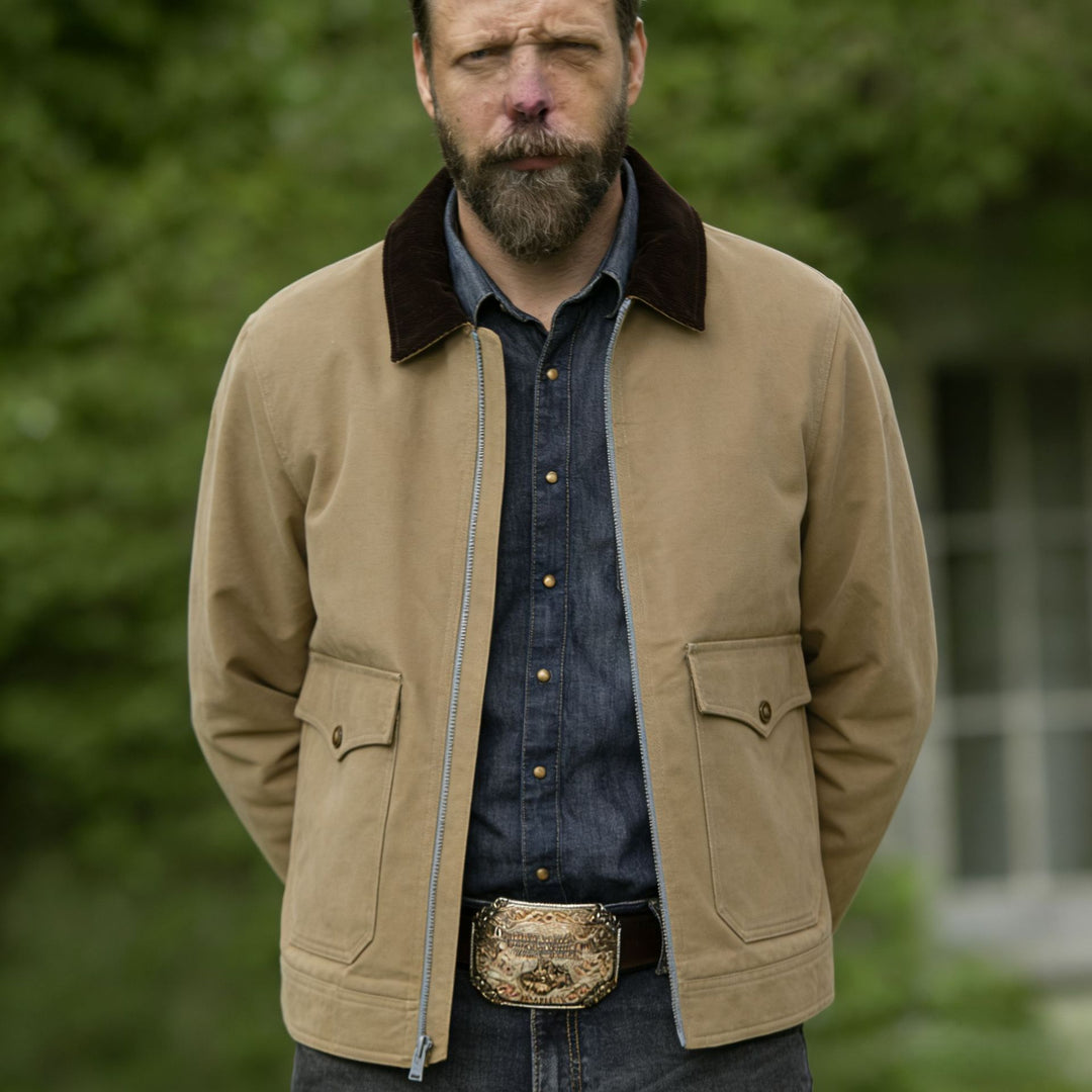 Herren robuste Canvas-Fieldjacke mit Cordkragen und aufgesetzten Pattentaschen Nord Taschen