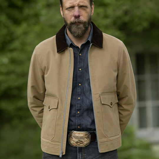 Herren robuste Canvas-Fieldjacke mit Cordkragen und aufgesetzten Pattentaschen Nord Taschen