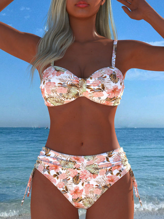Damen Einteiler Badeanzug mit elegantem floralem Design und figurformendem Schnitt