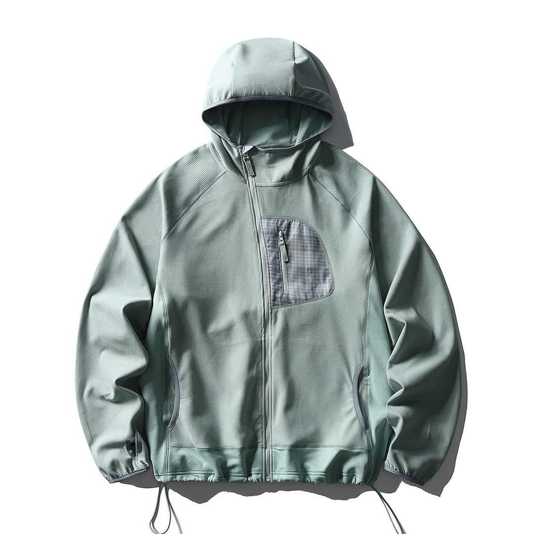 Unisex Leichte Tech-Fleece Kapuzenjacke mit Frontreißverschluss, Brust-Zip-Tasche und Kordelzugsaum Nord Taschen