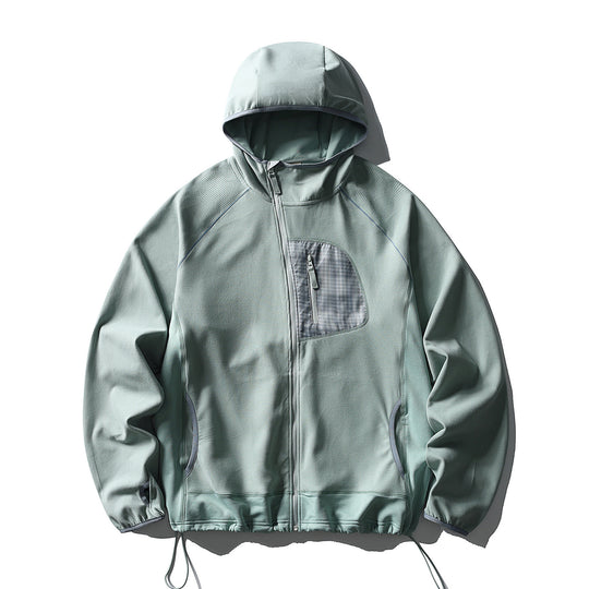 Unisex Leichte Tech-Fleece Kapuzenjacke mit Frontreißverschluss, Brust-Zip-Tasche und Kordelzugsaum Nord Taschen