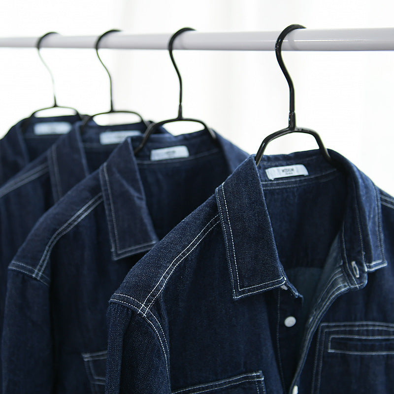 Herren Jeans-Overshirt im Worker-Stil mit doppelten Brusttaschen und kontrastierenden Ziernähten Nord Taschen