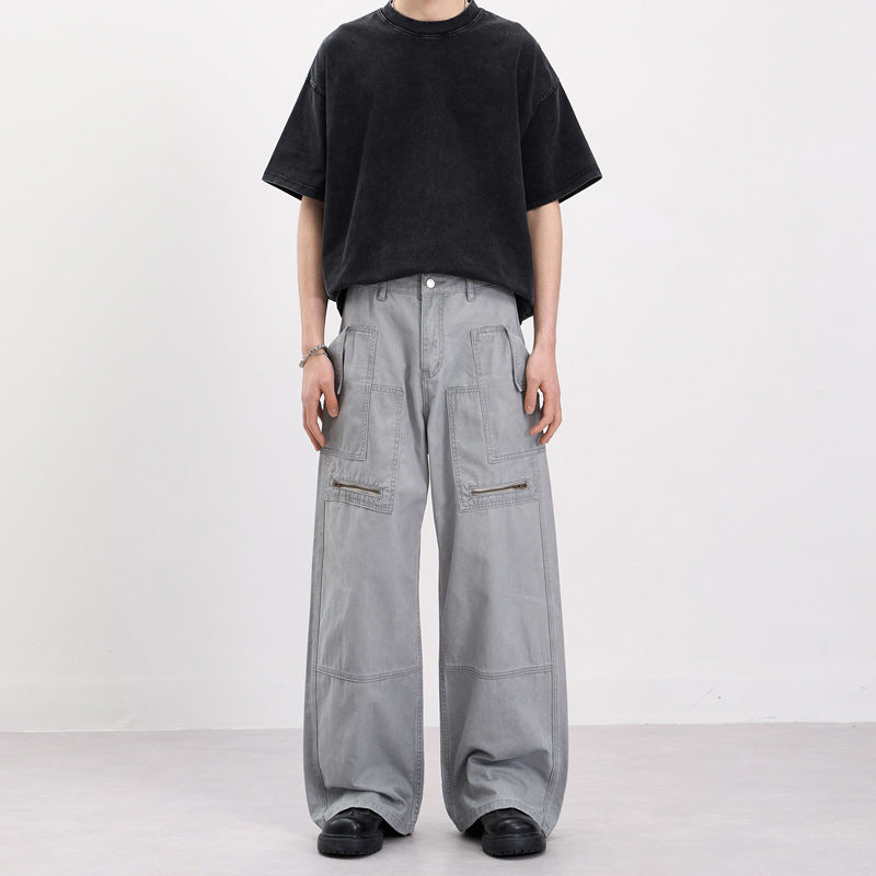Herren Baggy-Cargohose im Workwear-Stil mit großen aufgesetzten Taschen und Zipper-Details Nord Taschen