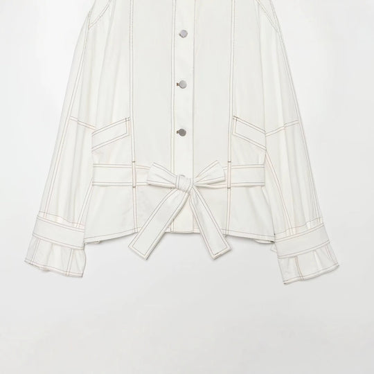 Damen Cropped Parka‑Jacke mit hohem Funnelkragen, Pattentaschen und Bindegürtel Nord Taschen