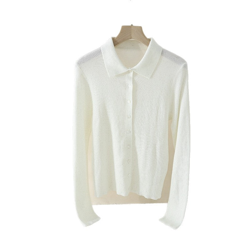 Damen Feinstrick-Cardigan mit Polokragen, Knopfleiste und dezentem Glitzereffekt Nord Taschen