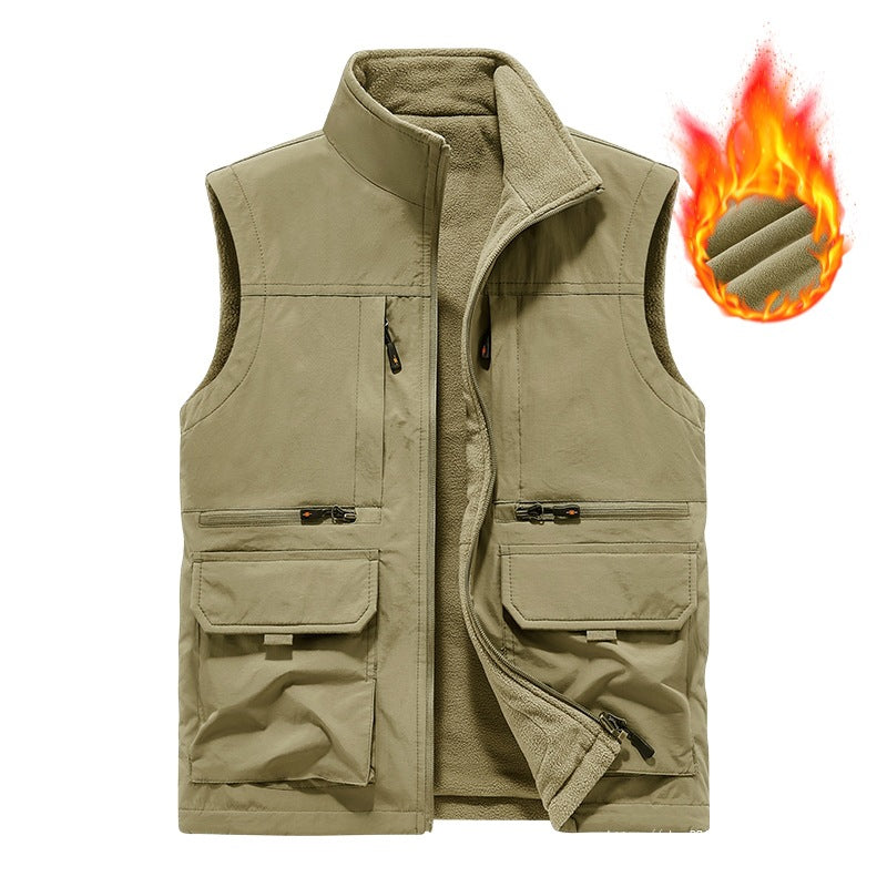 Herren Gefütterte Utility‑Weste mit wärmendem Fleece‑Innenfutter, winddicht & Multifach‑Taschen Nord Taschen