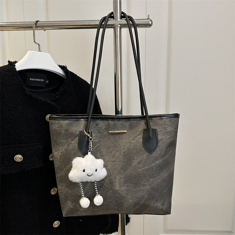 Damen Shopper-Tasche aus strapazierfähigem Canvas mit eleganten Ledergriffen Nord Taschen