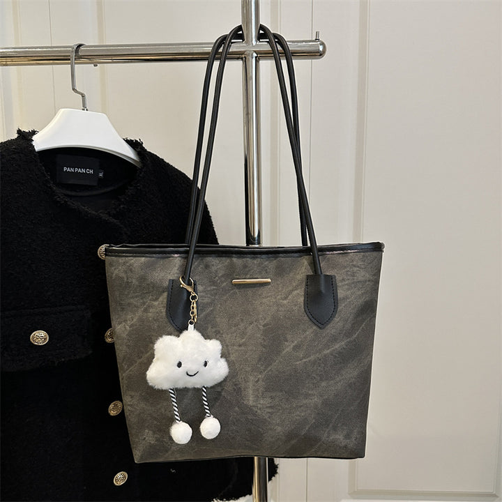 Damen Shopper-Tasche aus strapazierfähigem Canvas mit eleganten Ledergriffen Nord Taschen