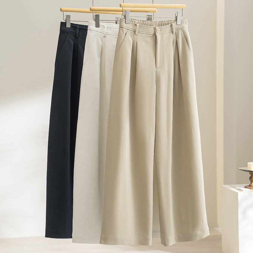 Damen Hochtaillierte Bundfalten-Palazzohose mit weitem Bein und teil-elastischem Bund Nord Taschen
