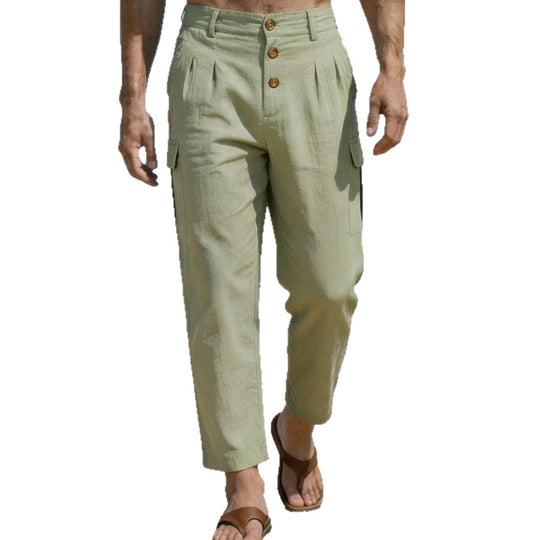 Herren Bundfalten-Cargohose mit Knopfverschluss, aufgesetzten Cargotaschen und gekürztem Bein Nord Taschen