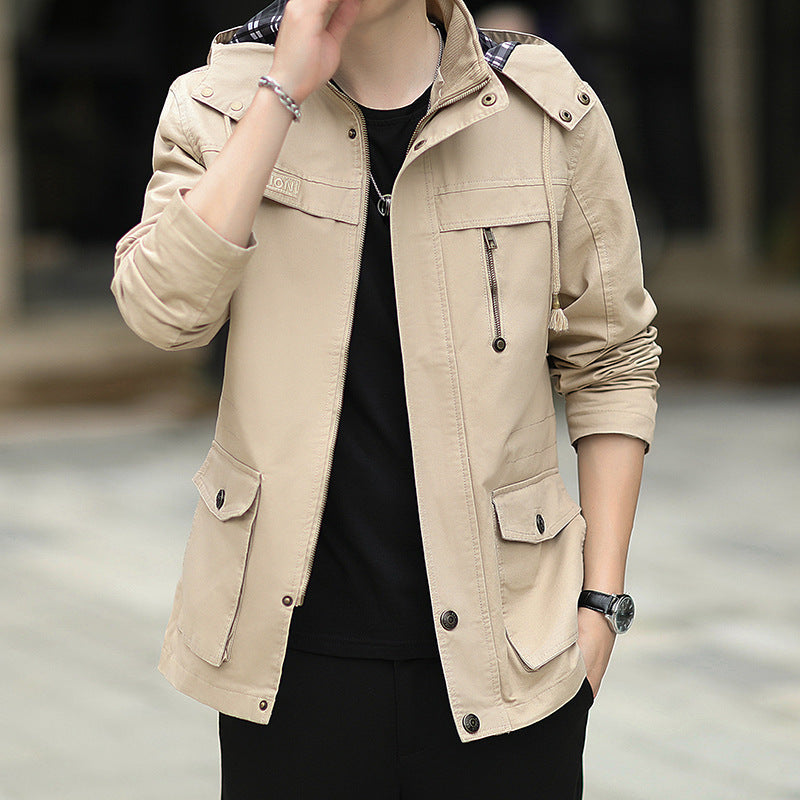 Herren leichter Canvas-Parka im Field-Style mit Kapuze und Multifunktions-Taschen Nord Taschen