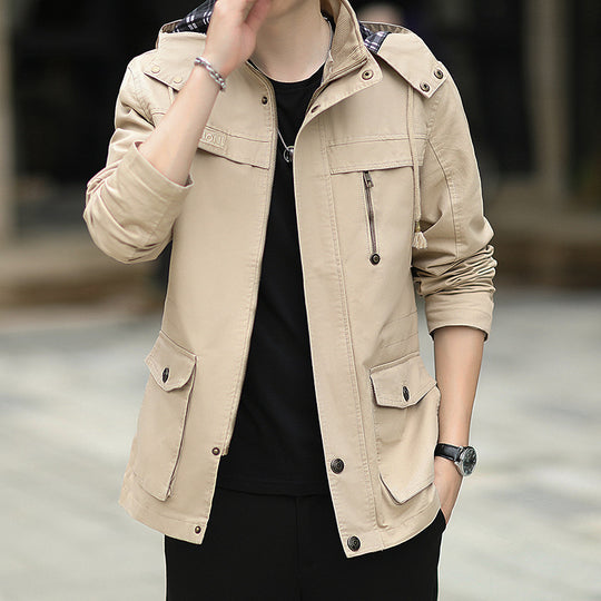 Herren leichter Canvas-Parka im Field-Style mit Kapuze und Multifunktions-Taschen Nord Taschen