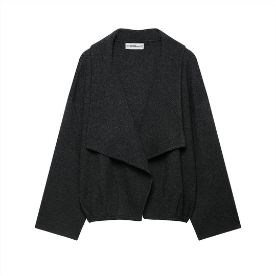 Damen Kurz geschnittener offener Wollmix-Cardigan mit großem Schalkragen und kastiger Cropped‑Silhouette Nord Taschen
