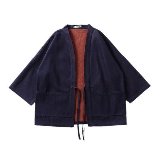Unisex Leichte Denim-Kimono-Jacke mit kontrastfutter und Bindeband Nord Taschen
