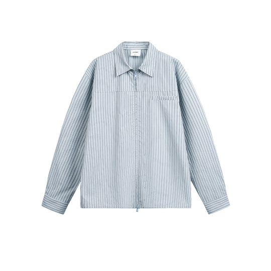 Herren Gestreiftes Overshirt mit Zwei‑Wege‑Reißverschluss und Brusttasche Nord Taschen