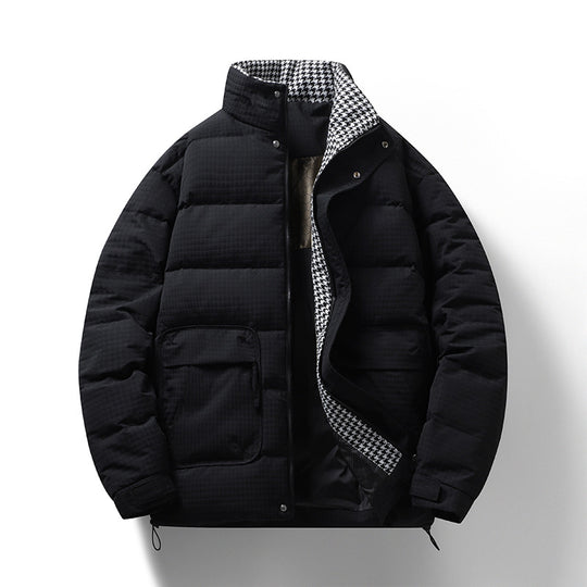 Herren Wattierte Steppjacke mit Hahnentritt-Innenfutter und verstellbarem Saum Nord Taschen