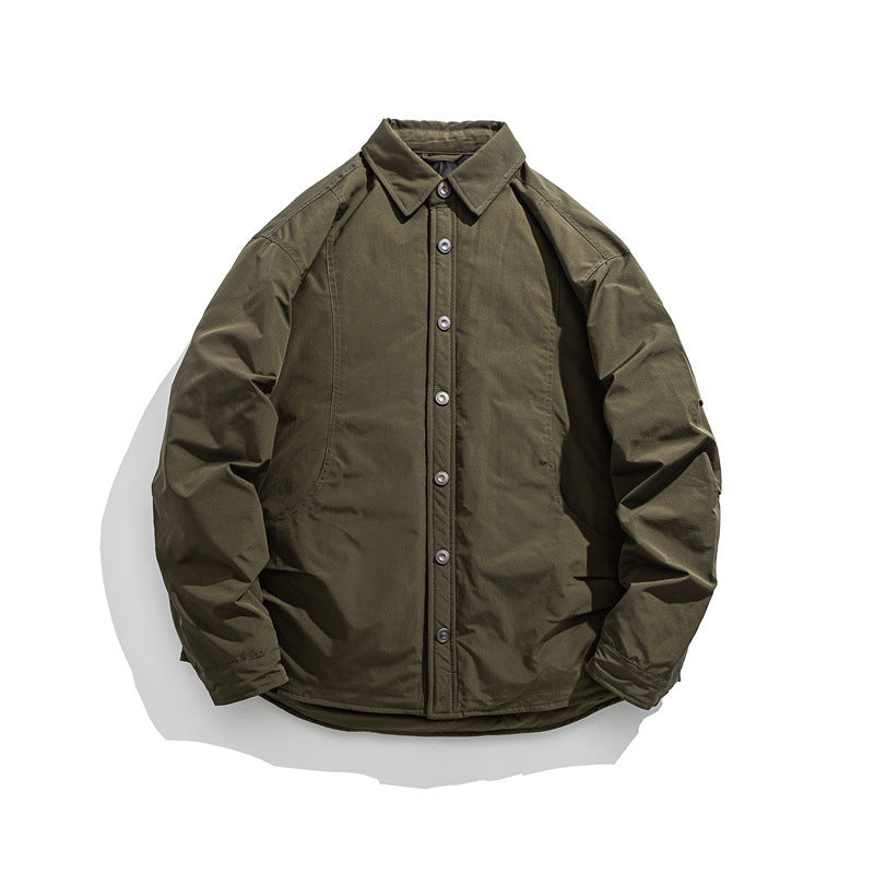 Herren Leicht wattierte Overshirt-Jacke mit Hemdkragen und Druckknopfblende Nord Taschen