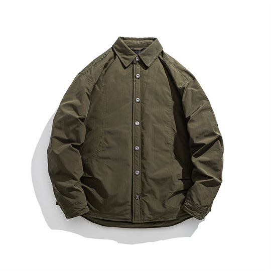 Herren Leicht wattierte Overshirt-Jacke mit Hemdkragen und Druckknopfblende Nord Taschen