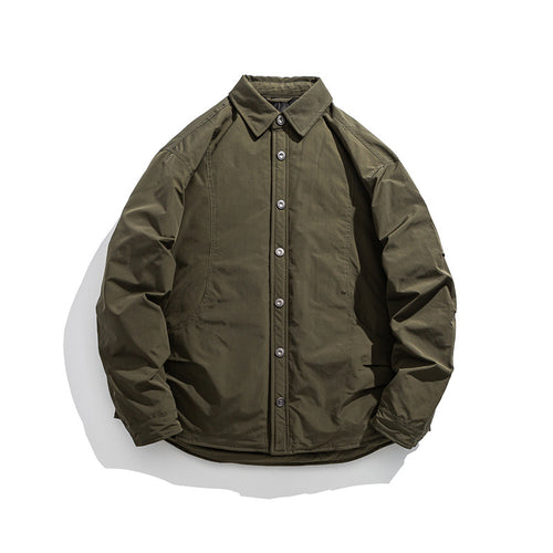 Herren Leicht wattierte Overshirt-Jacke mit Hemdkragen und Druckknopfblende Nord Taschen