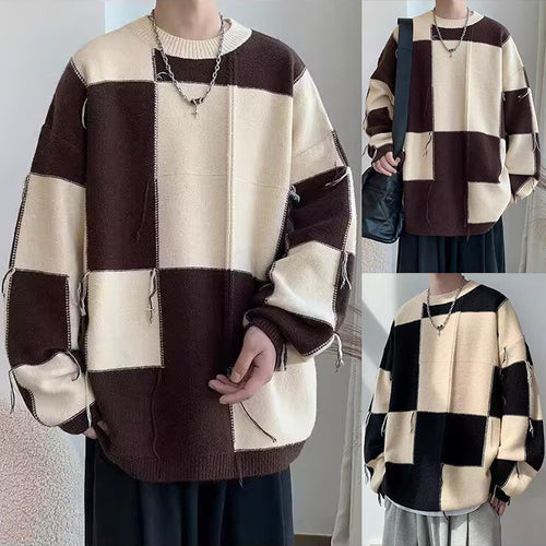 Herren Grobstrick Pullover Nord Taschen
