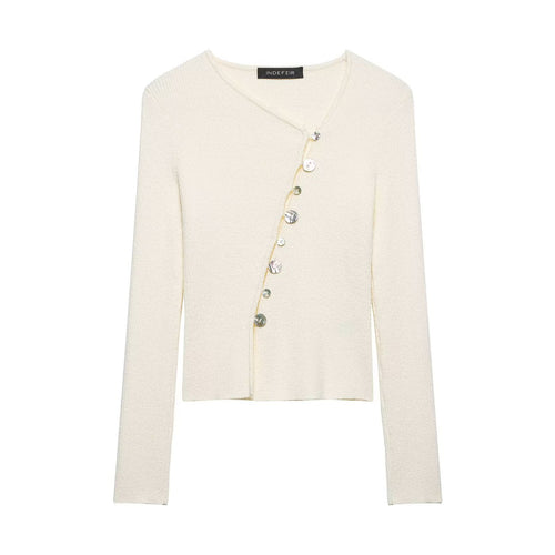 Damen Asymmetrische Strickjacke mit diagonalem Knopfverschluss Nord Taschen