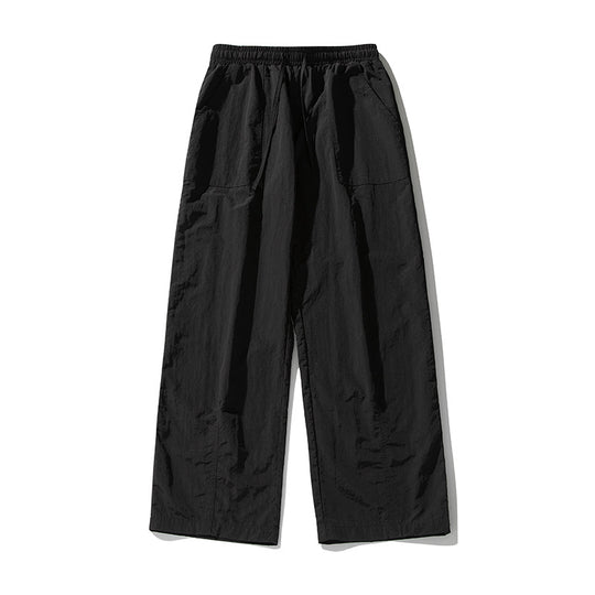 Damen Weite Leinenmix-Palazzo-Hose mit elastischem Bund, Tunnelzug und aufgesetzten Taschen Nord Taschen