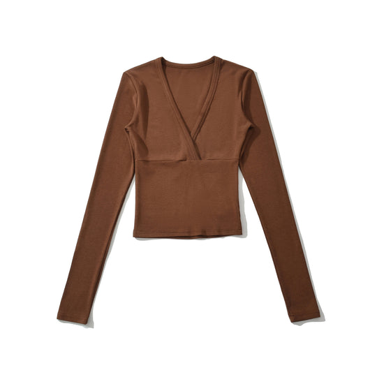 Damen Wickelshirt mit V-Ausschnitt und taillierter Teilungsnaht Nord Taschen