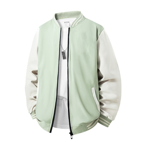 Herren College-Bomberjacke im Varsity-Stil mit kontrastierenden Ärmeln und gerippten Saumbündchen Nord Taschen