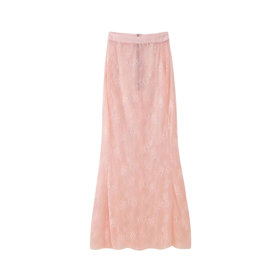 Damen Langer Spitzen‑Maxirock mit elastischem Bund und transparentem Einsatz Nord Taschen