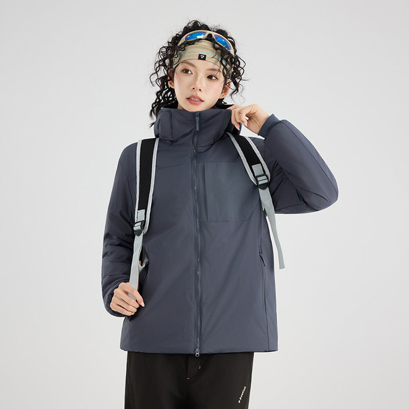 Damen Isolierte Outdoor-Steppjacke mit Kapuze, Brustpasse und elastischen Bündchen Nord Taschen