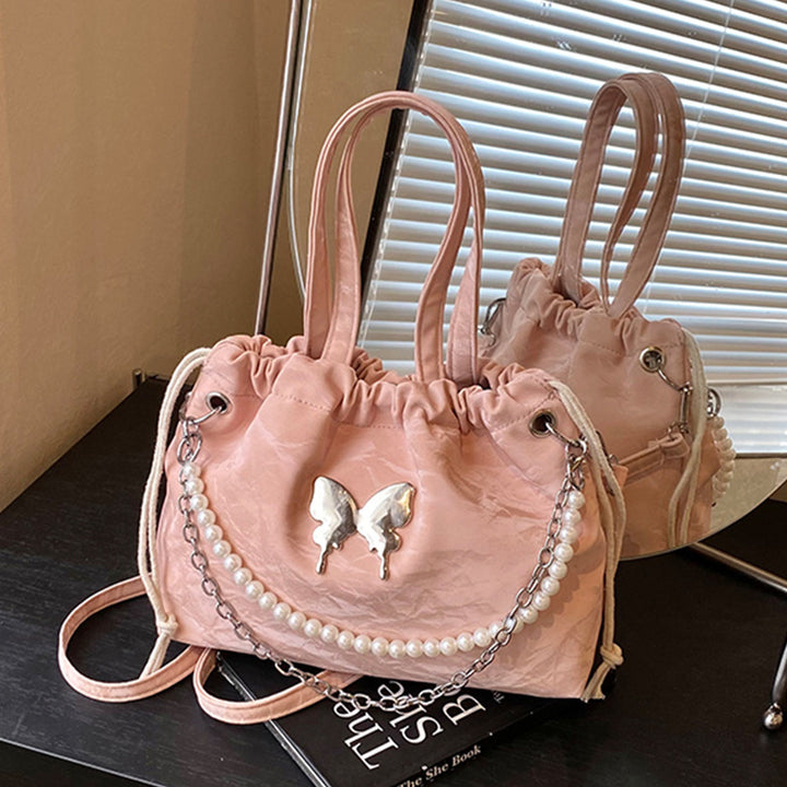 Damen Hobo-Tasche mit dekorativem Ketten- und Perlenbesatz Nord Taschen