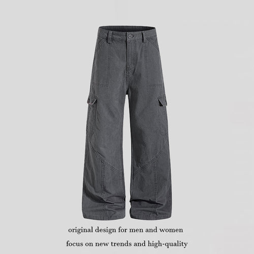 Damen Weite Cargo-Hose aus Baumwoll-Mix mit hohem Bund und Multifunktionstaschen Nord Taschen
