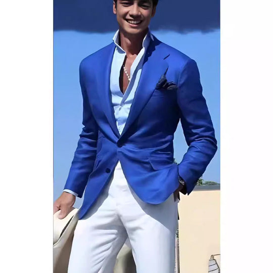 Herren eleganter Leinenblazer mit schmalem Schnitt - Vittorelli