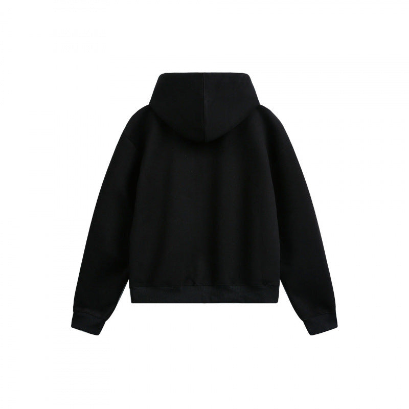 Damen Boxy-Kapuzen-Sweatjacke mit durchgehendem Reißverschluss, kariert gefütterter Kapuze und Kängurutaschen Nord Taschen
