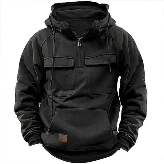 Herren Funktionale Kapuzenpullover mit Praktischen Taschen und Kurzem Reißverschluss