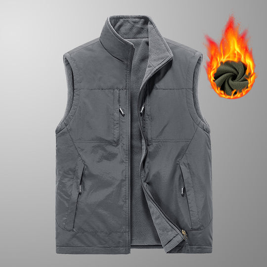 Herren wattierte Thermo-Fleece Weste mit wasserabweisender Nylon‑Shell und hohem Stehkragen Nord Taschen