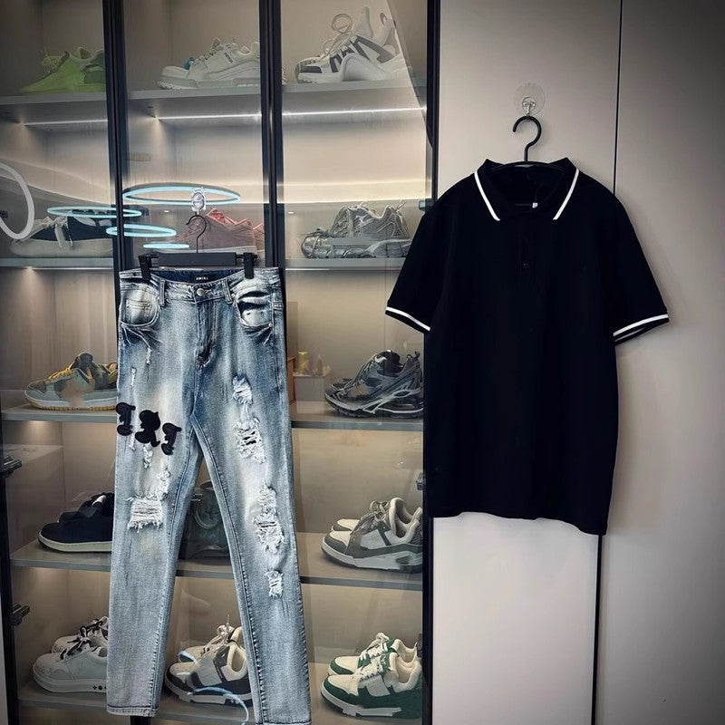 Herren Modische Ripped Jeans mit kreativen Applikationen Nord Taschen 1788342069