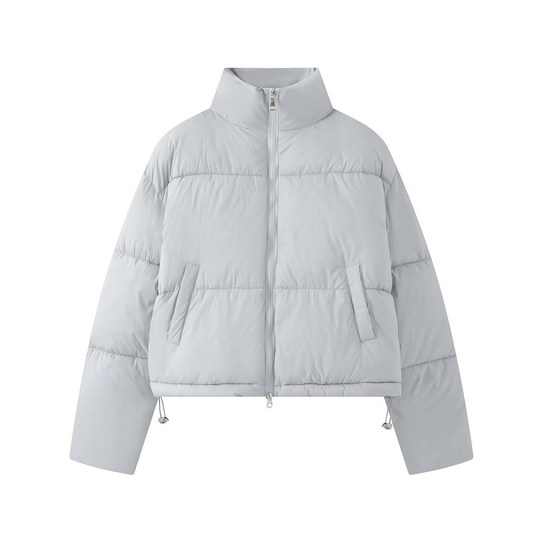 Damen Gekürzte Oversize-Pufferjacke mit hohem Stehkragen und Zwei-Wege‑Reißverschluss Nord Taschen