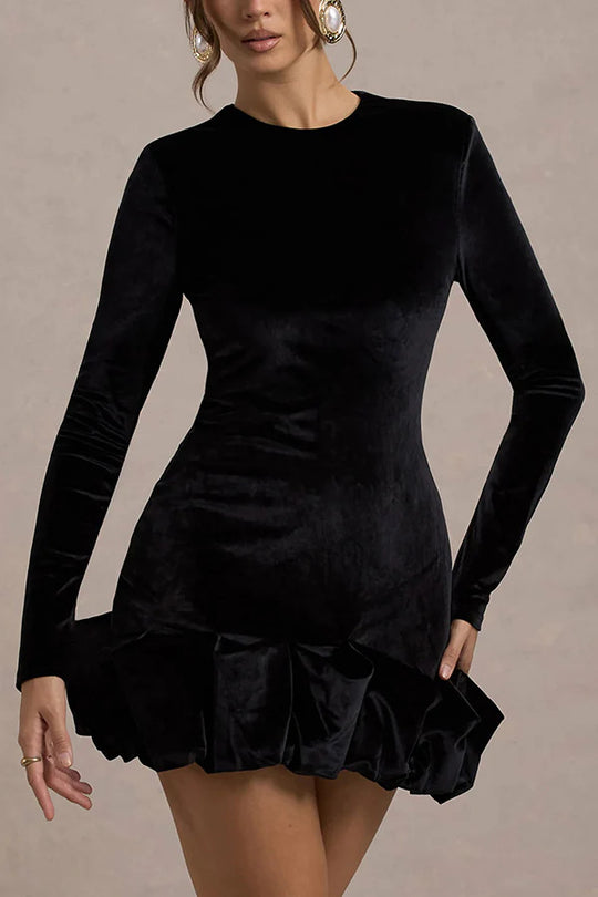 Damen Elegantes Minikleid mit Rüschensaum Nord Taschen
