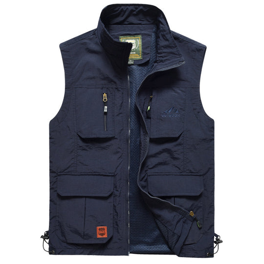 Herren Outdoor-Utility-Weste mit Mehrfach-Taschen, Reißverschluss und Mesh-Futter Nord Taschen