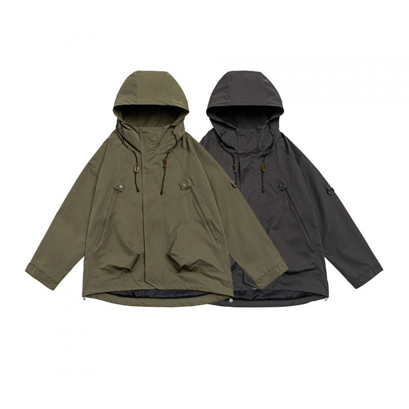 Unisex Oversize-Utility-Parka mit Kapuze, verdeckter Frontleiste und Multifunktions-Taschen Nord Taschen