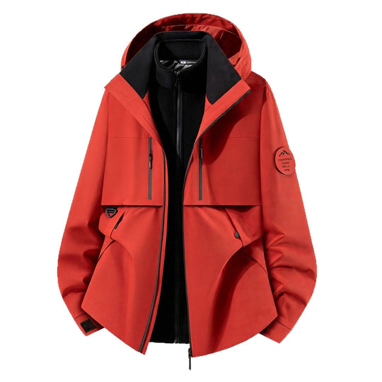 Herren dreilagige Softshell-Outdoorjacke mit herausnehmbarem Fleecefutter und Kapuze Nord Taschen