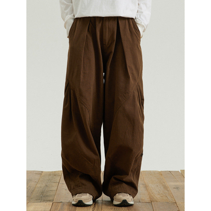 Herren Weite Baggy-Cargo-Hose mit Faltendetails und elastischem Bund Nord Taschen