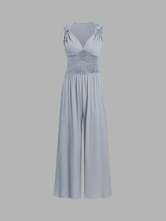 Damen eleganter Jumpsuit mit verstellbaren Trägern und weiten Beinen Nord Taschen