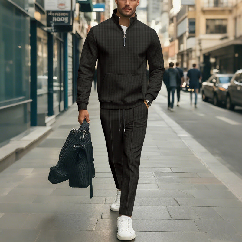 Herren Hochwertiger Stehkragen Pullover mit Zipper Nord Taschen