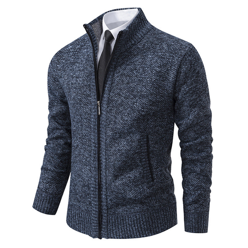 Herren gehobene Strickjacke mit Stehkragen und durchgehendem Reißverschluss, thermisch isolierend und tailliert geschnitten Nord Taschen
